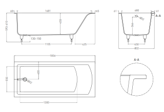 Ванна из искусственного камня Salini Cascata S-Stone 104223M 180x80см белый матовый
